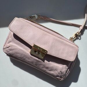 Tumi Leather Crossbody Clutch in Light Pink